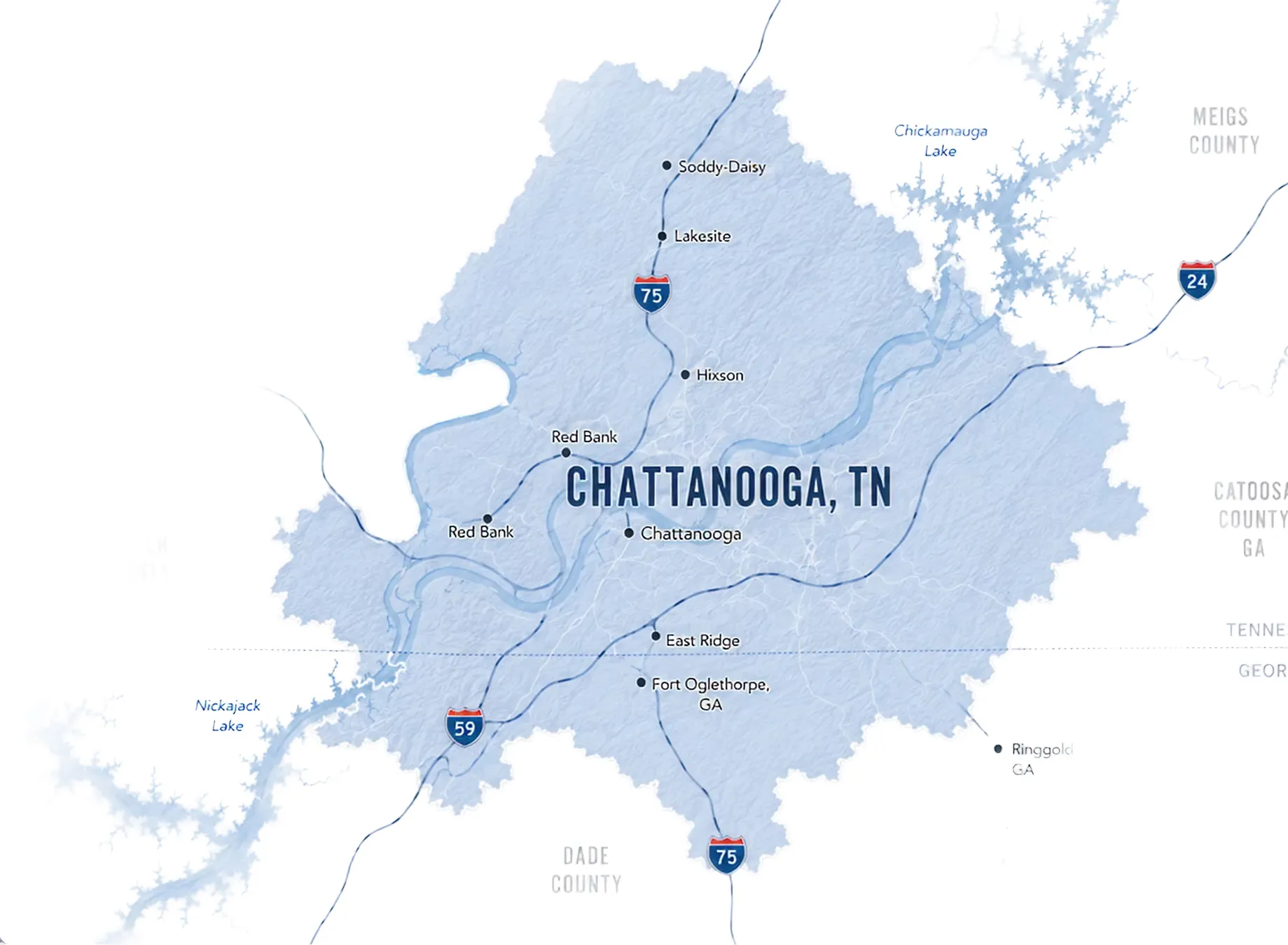 Map of the Chattanooga service area
