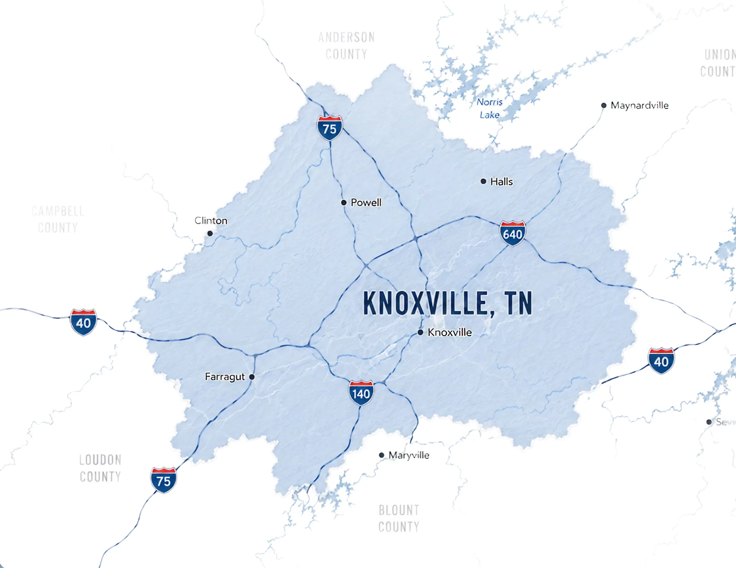 Map of the Maryville service area